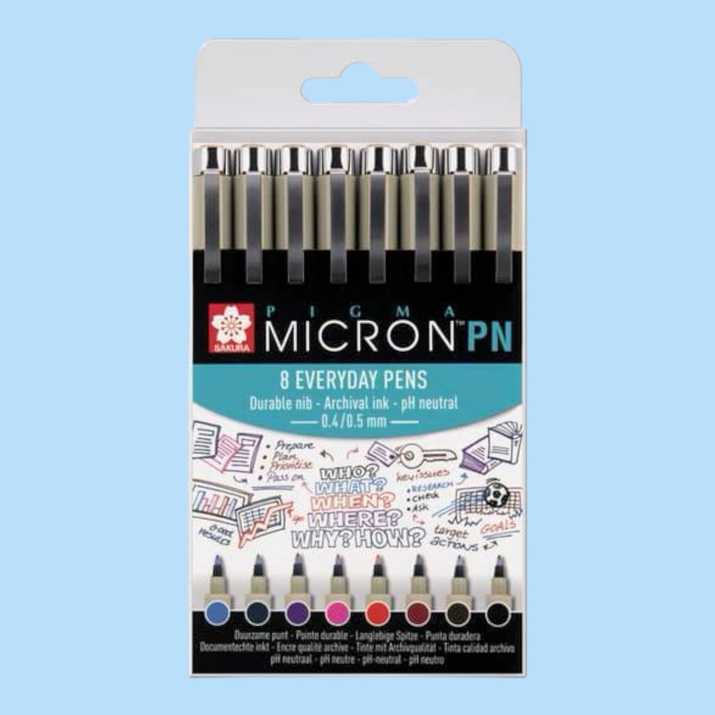 Sakura Pigma Micron PN Fineliner Set, 8 Stück