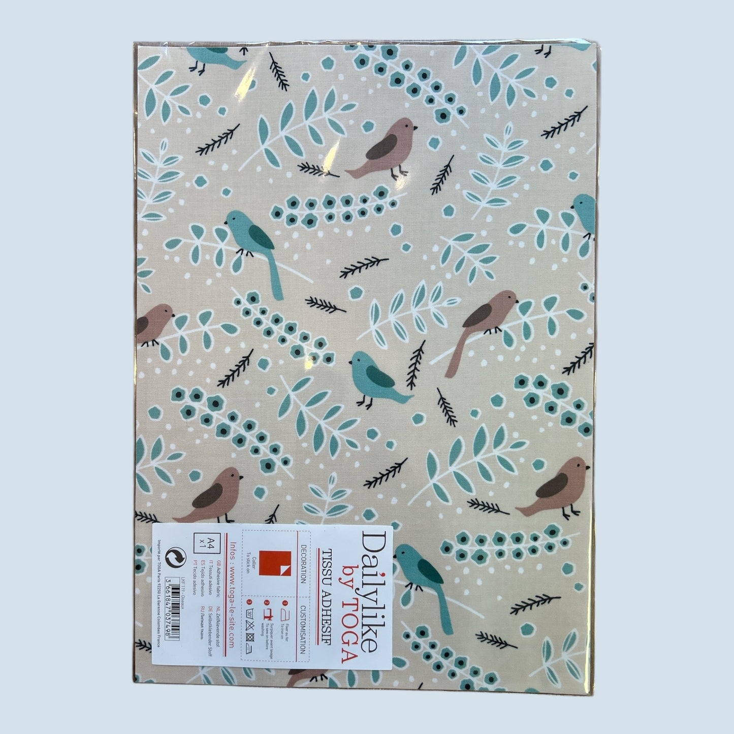 Dailylike by TOGA – Bügelfolie Taupe mit Vögel , A4