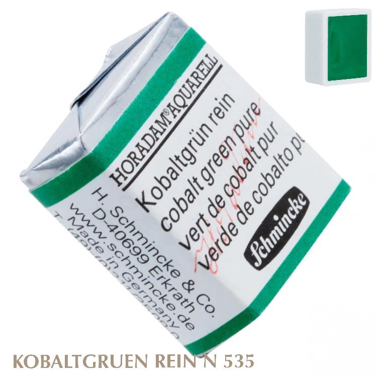 Schmincke HORADAM Aquarellfarbe 1/2 Näpfchen № 535 Kobaltgruen Rein