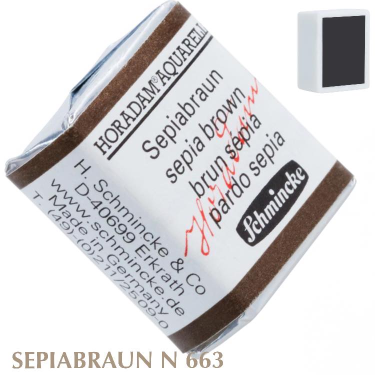 Schmincke HORADAM Aquarellfarbe 1/2 Näpfchen № 663 Sepiabraun