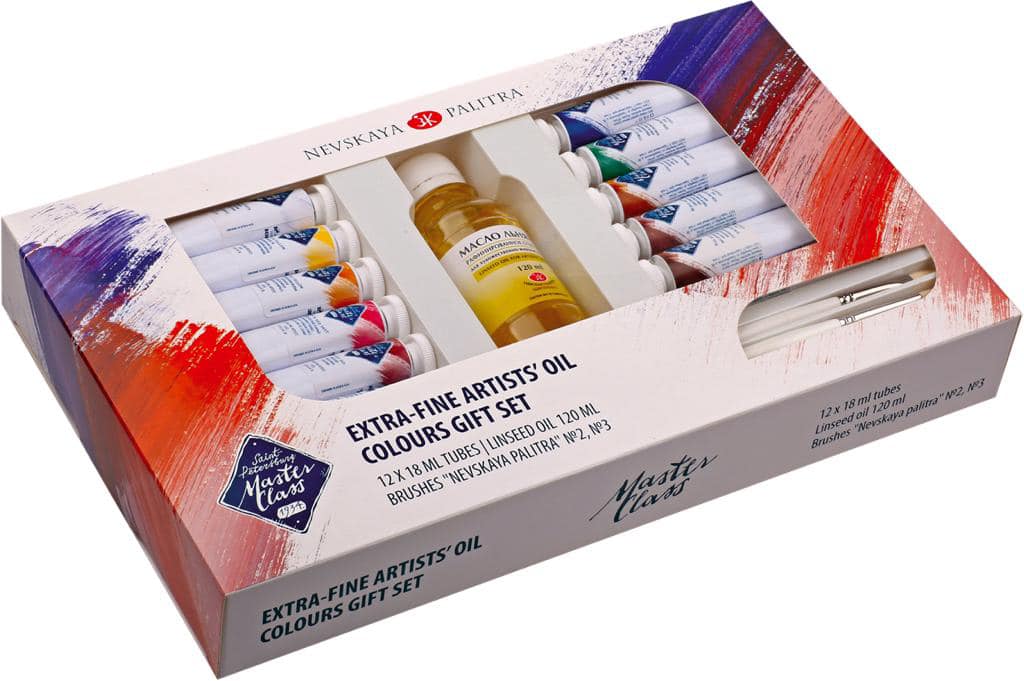 Nevskaya Palitra Master Class Ölfarben Geschenk-Set 12 x 18 ml Tuben und Zubehör