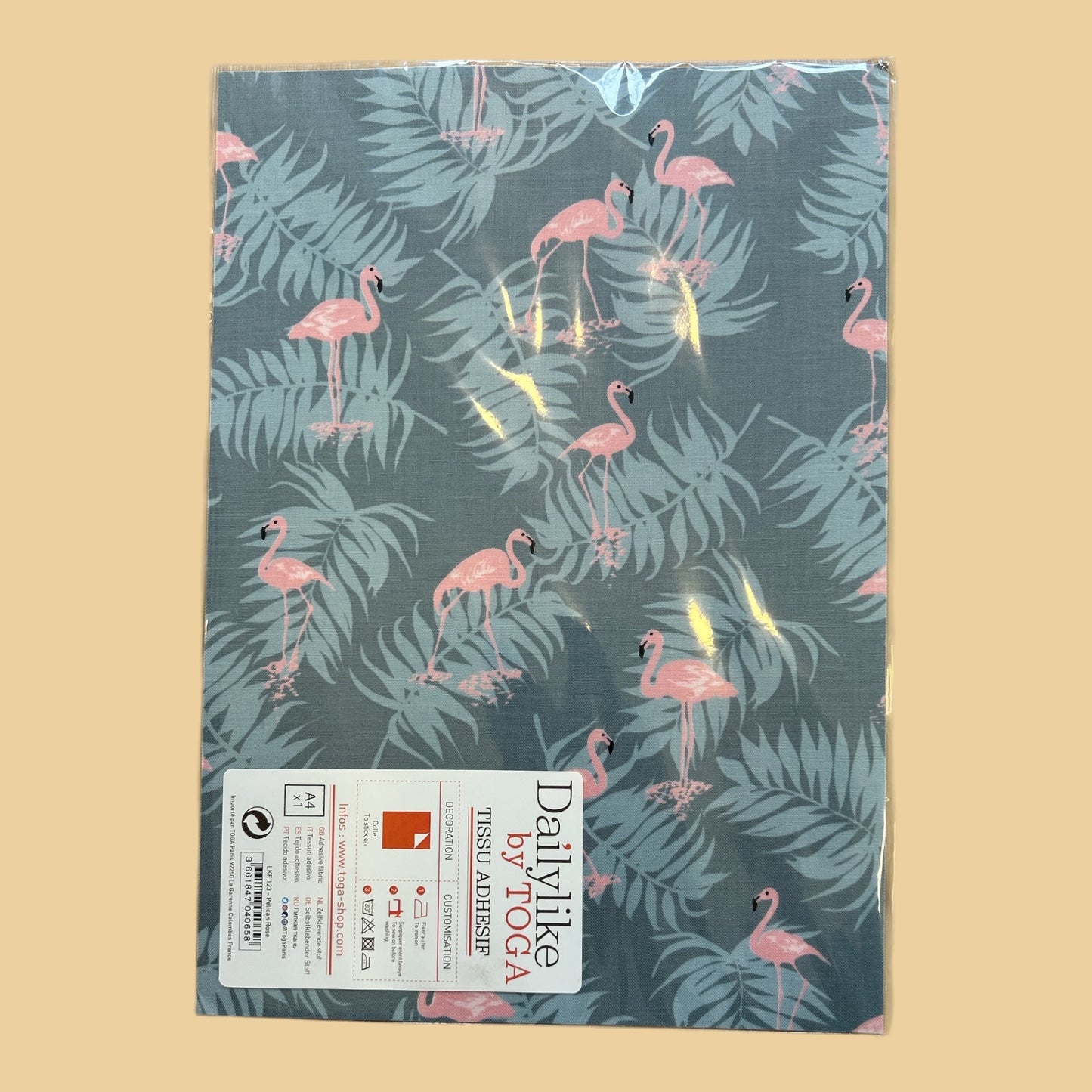 Dailylike by TOGA – Bügelfolie Hellblau mit Rose Flamingo, A4, N 123