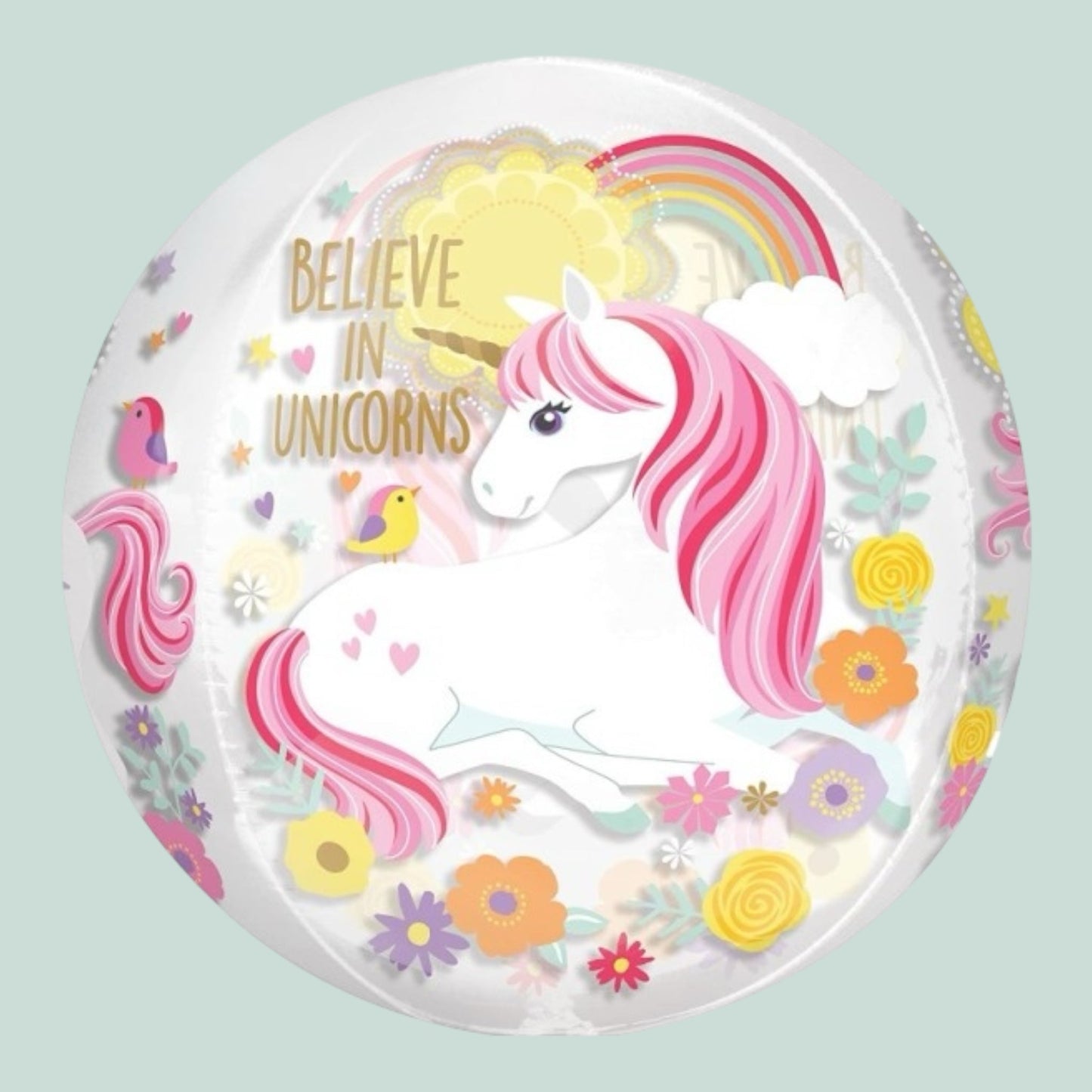 Folienballon Believe in unicorns 38cm- 40cm