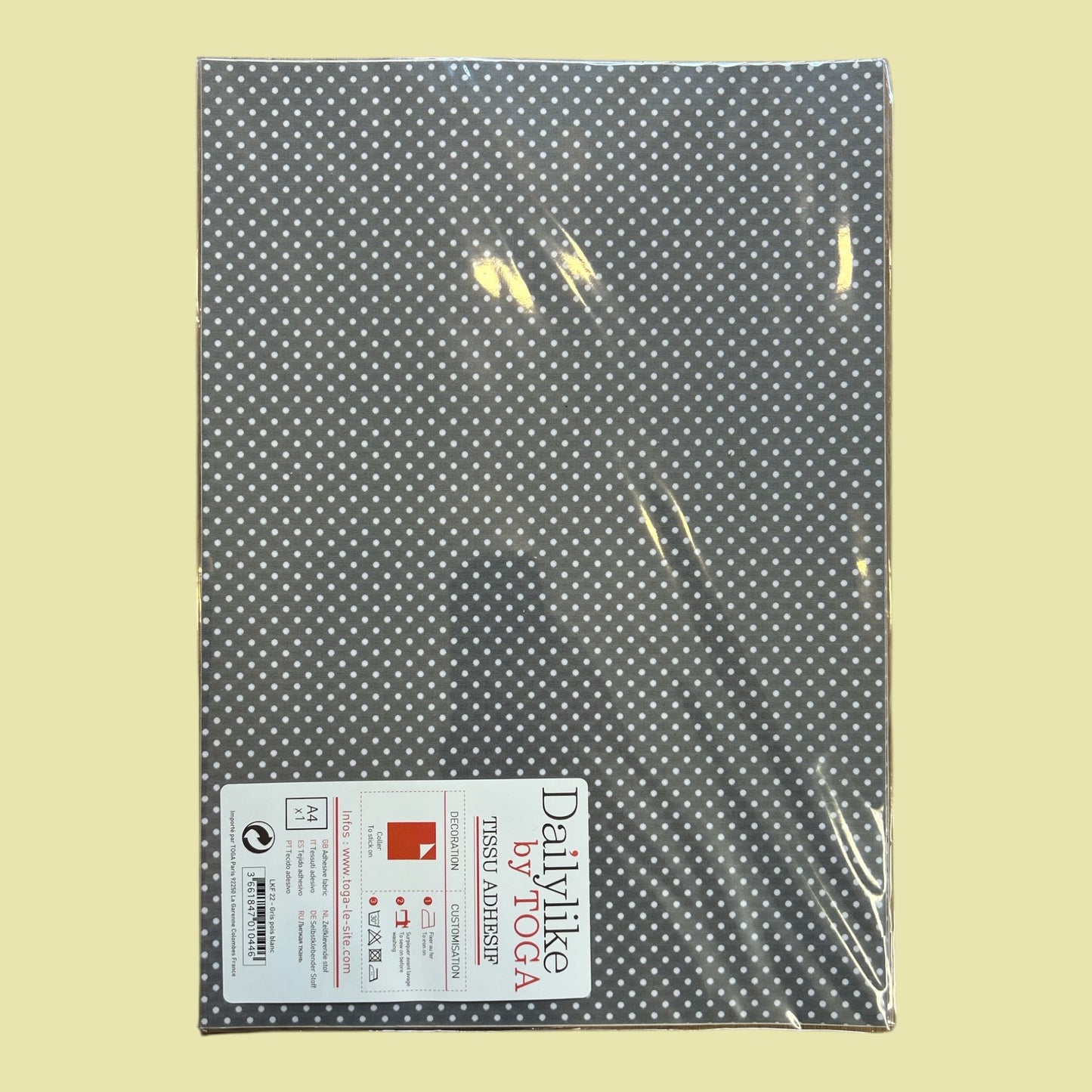 Dailylike by TOGA – Bügelfolie Grau mit weißen Punkten, A4