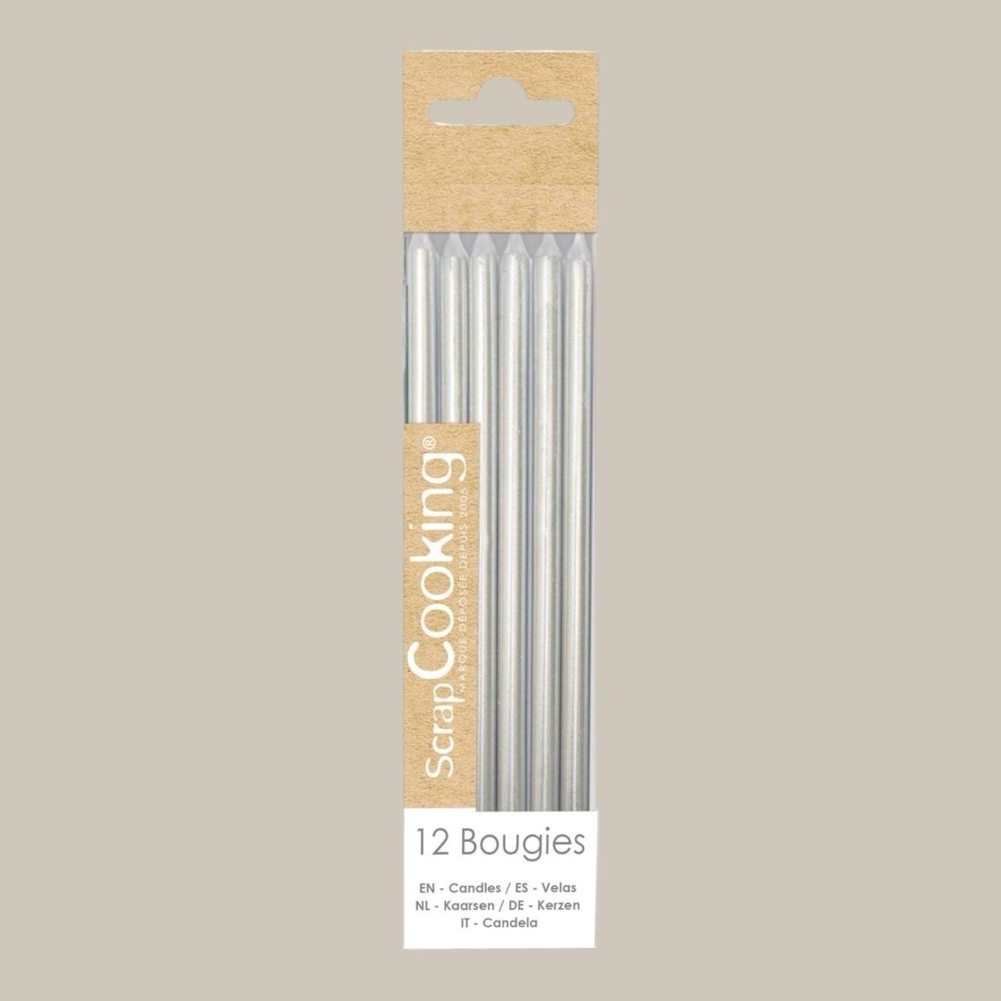 ScrapCooking – 12 Geburtstagskerzen Silber