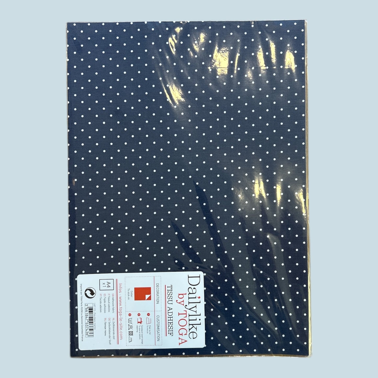 Dailylike by TOGA – Bügelfolie Dunkelblau mit weißen Punkten, A4