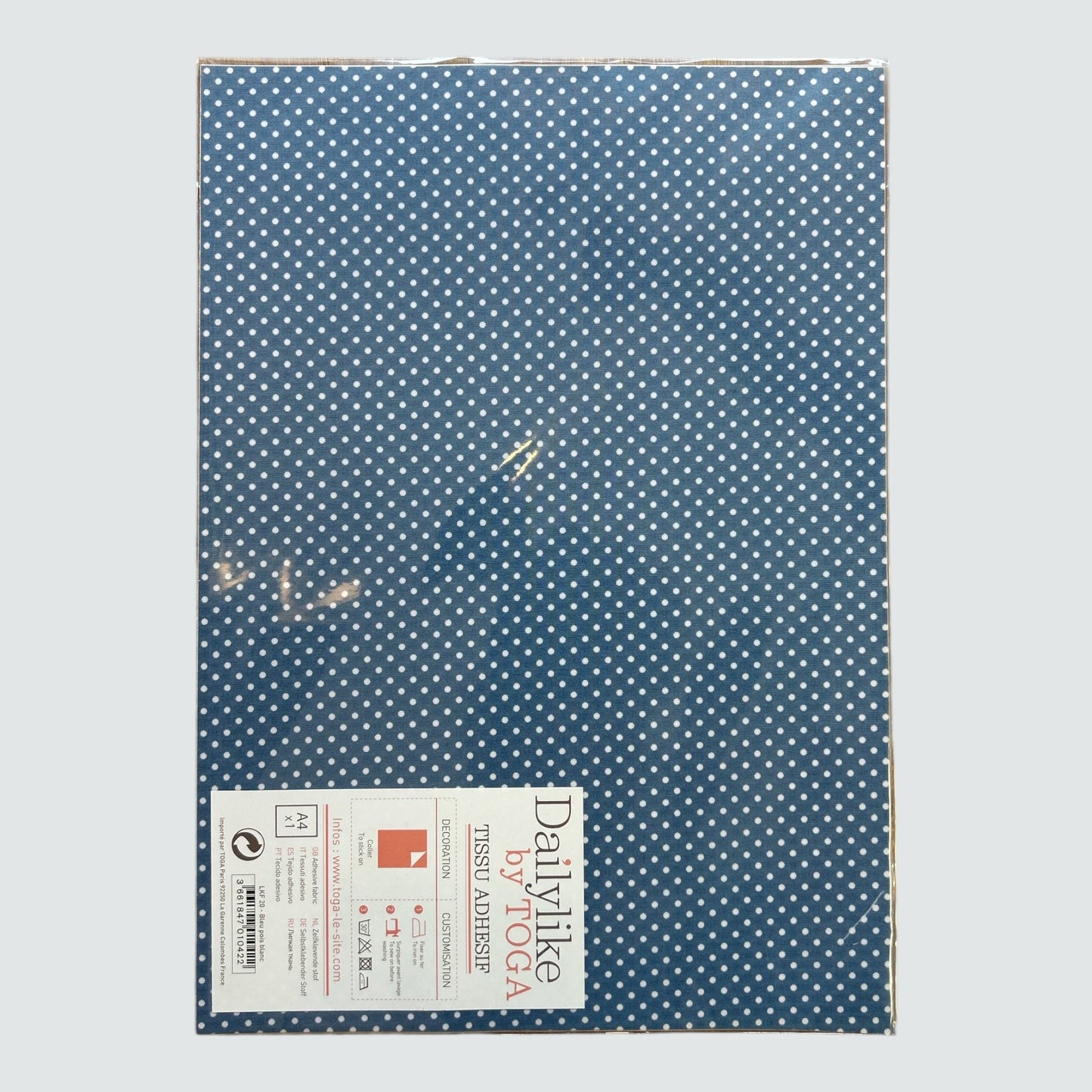 Dailylike by TOGA – Bügelfolie Blau mit weißen Punkten, A4