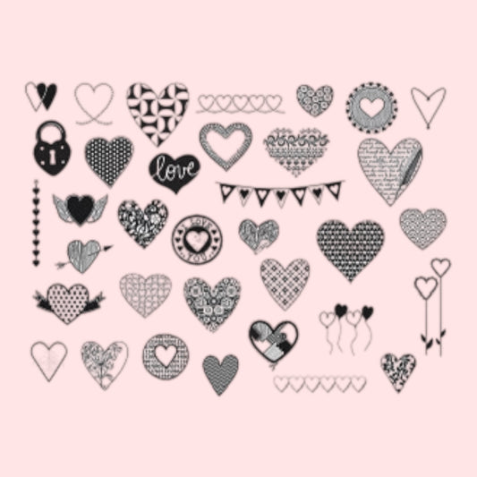 Aladine. Stempelset Hearts 35 Stk. inkl. Stempelkissen