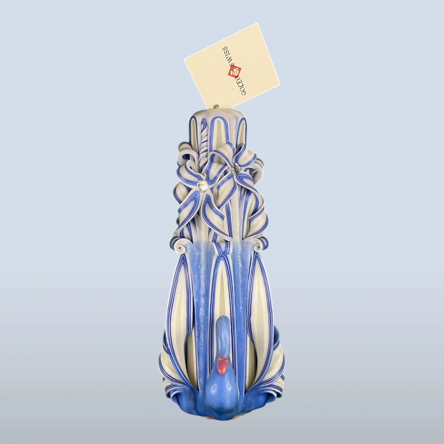 Geschnitzte Kerze Gross - Blue Swan