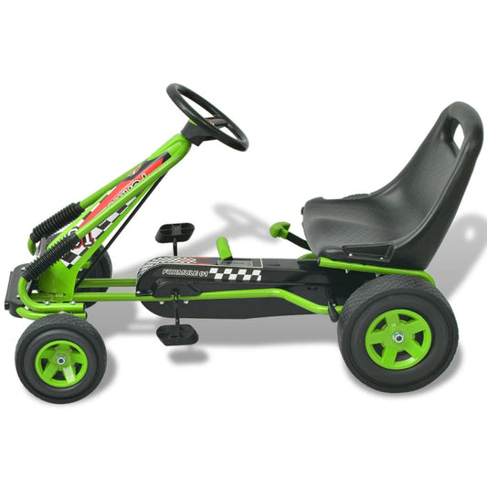 Go-kart a pedali con sedile regolabile, verde