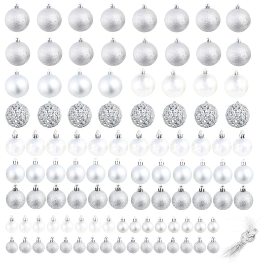 Set di palline di Natale da 100 pezzi, 3/4/6 cm, argento