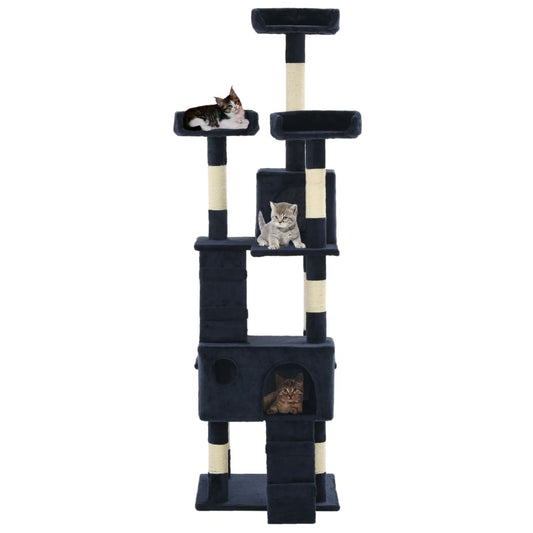 Tiragraffi per gatti con pali in sisal, 170 cm, blu