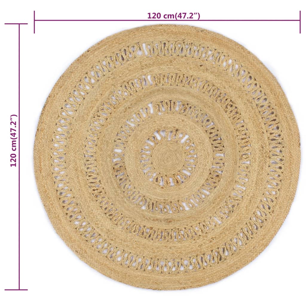 Tappeto intrecciato in juta fatto a mano, 120 cm