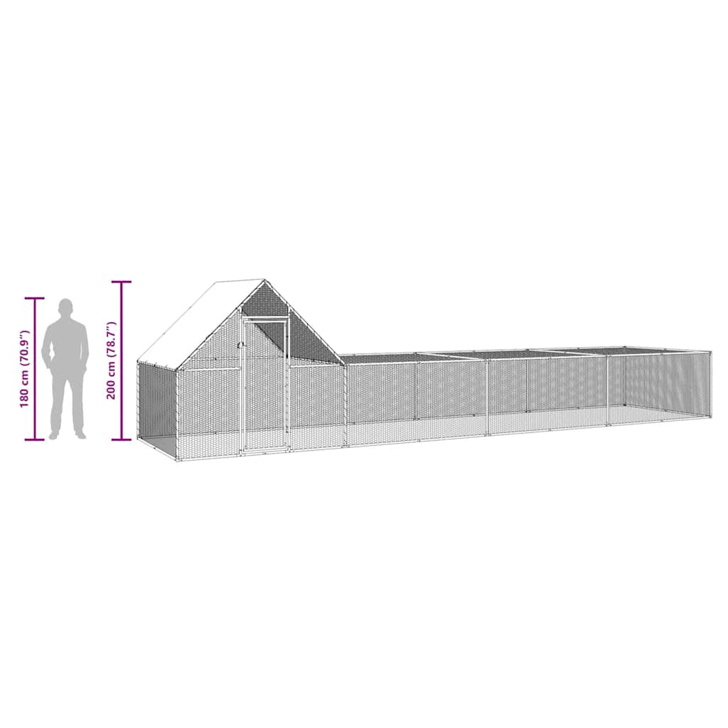 Hühnerstall 8x2x2 m Verzinkter Stahl