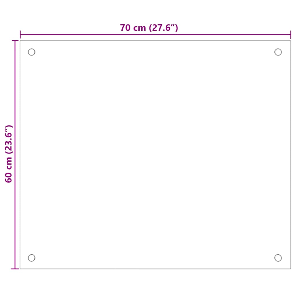 Küchenrückwand Weiß 70x60 cm Hartglas