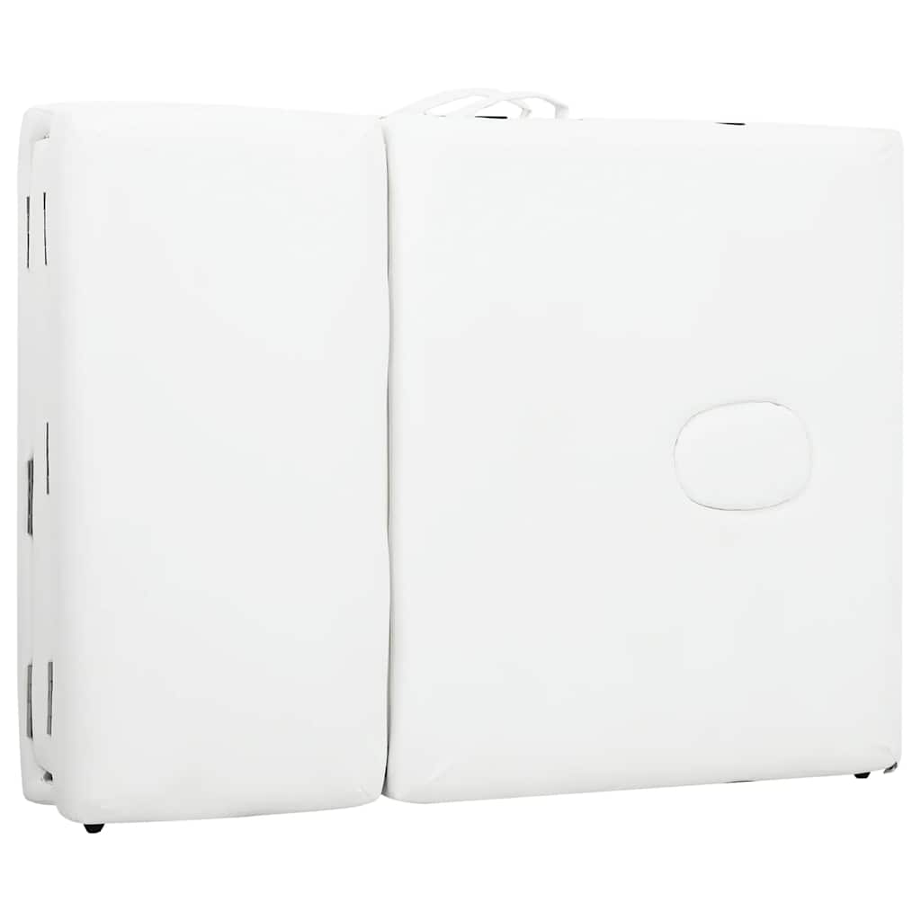 Lettino da massaggio con struttura in alluminio, pieghevole, 4 zone, bianco crema