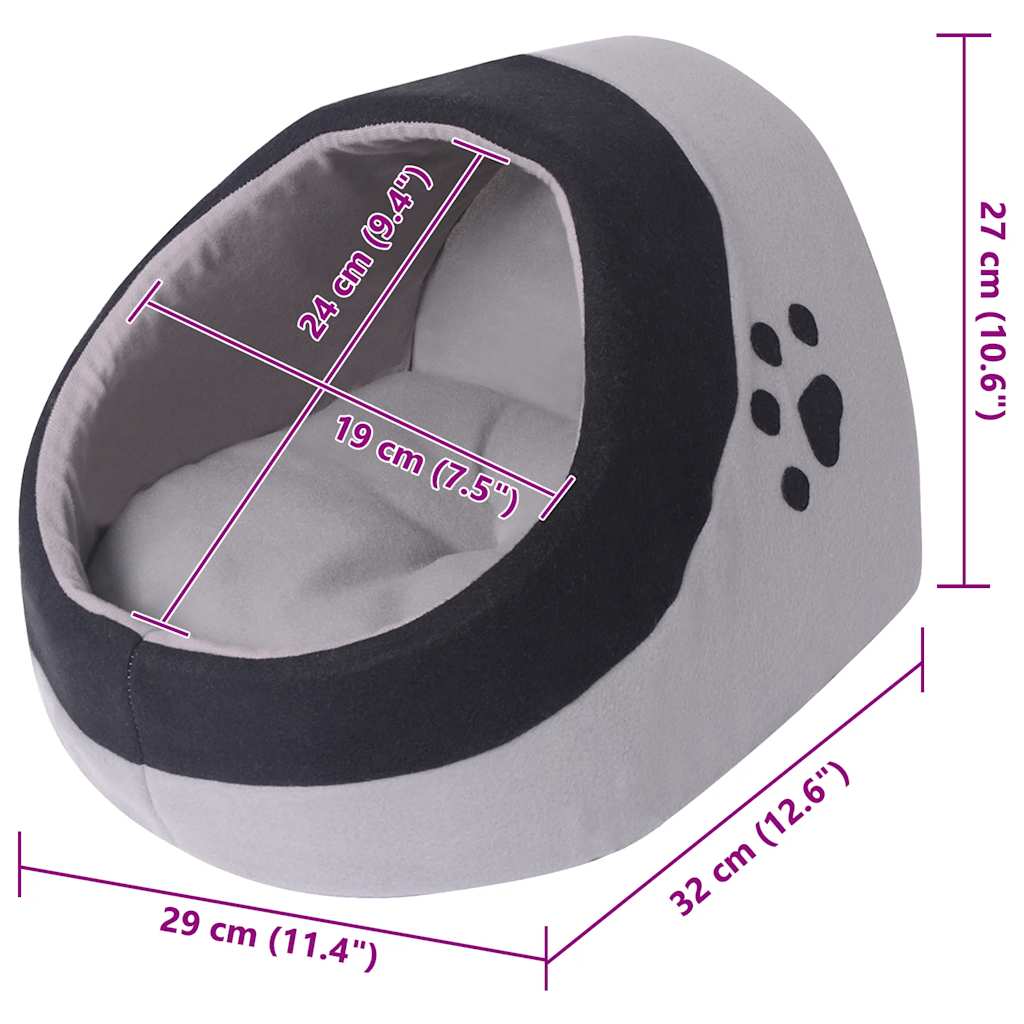 Katzenhöhle Grau und Schwarz M