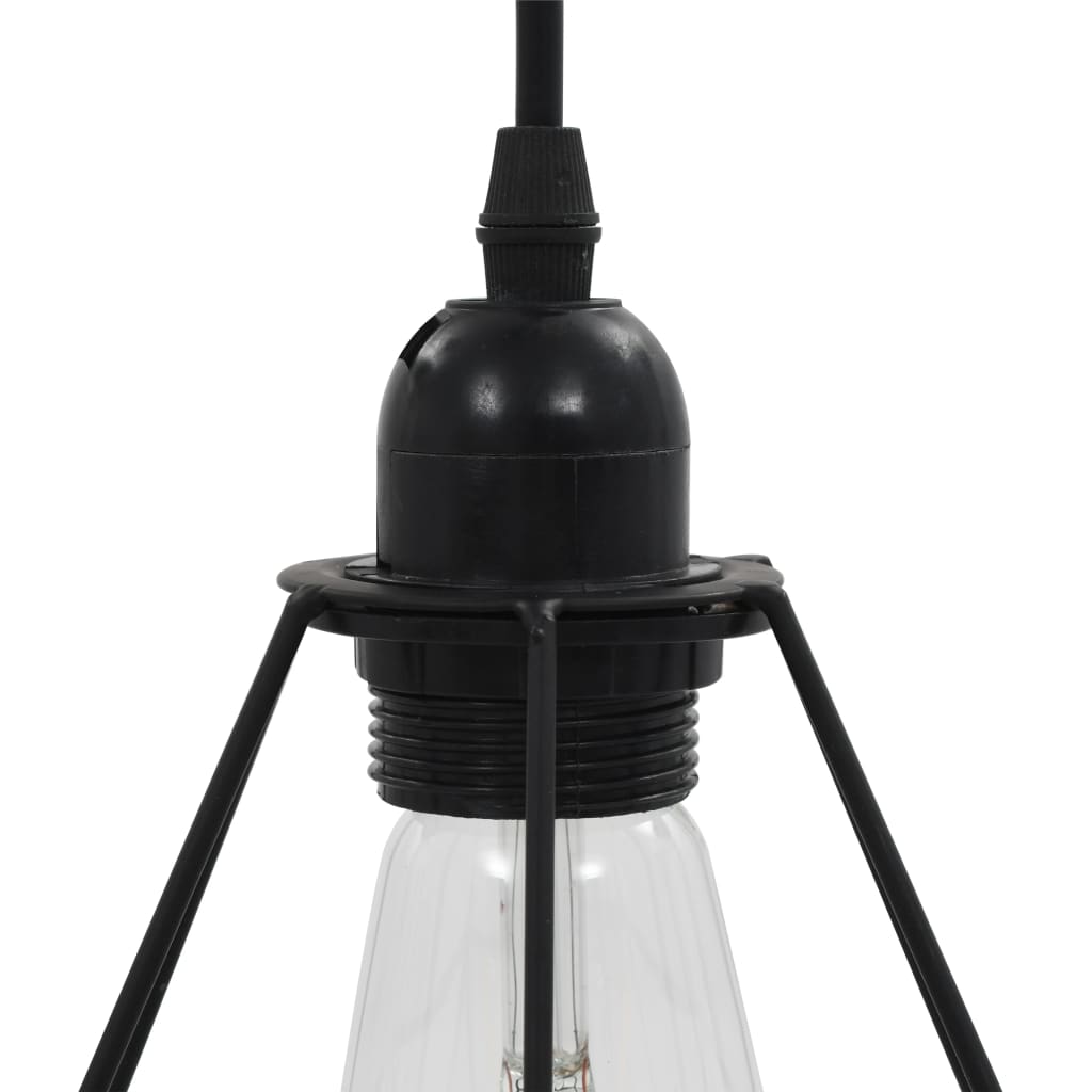 Plafoniera con design a diamante, nera, 3 lampadine E27