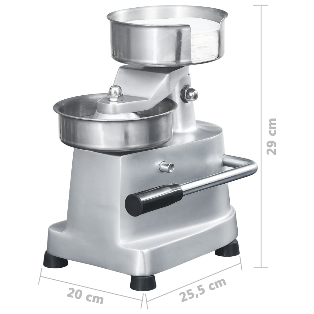 Hamburgerpresse mit 500 Trennpapieren Aluminium 13 cm