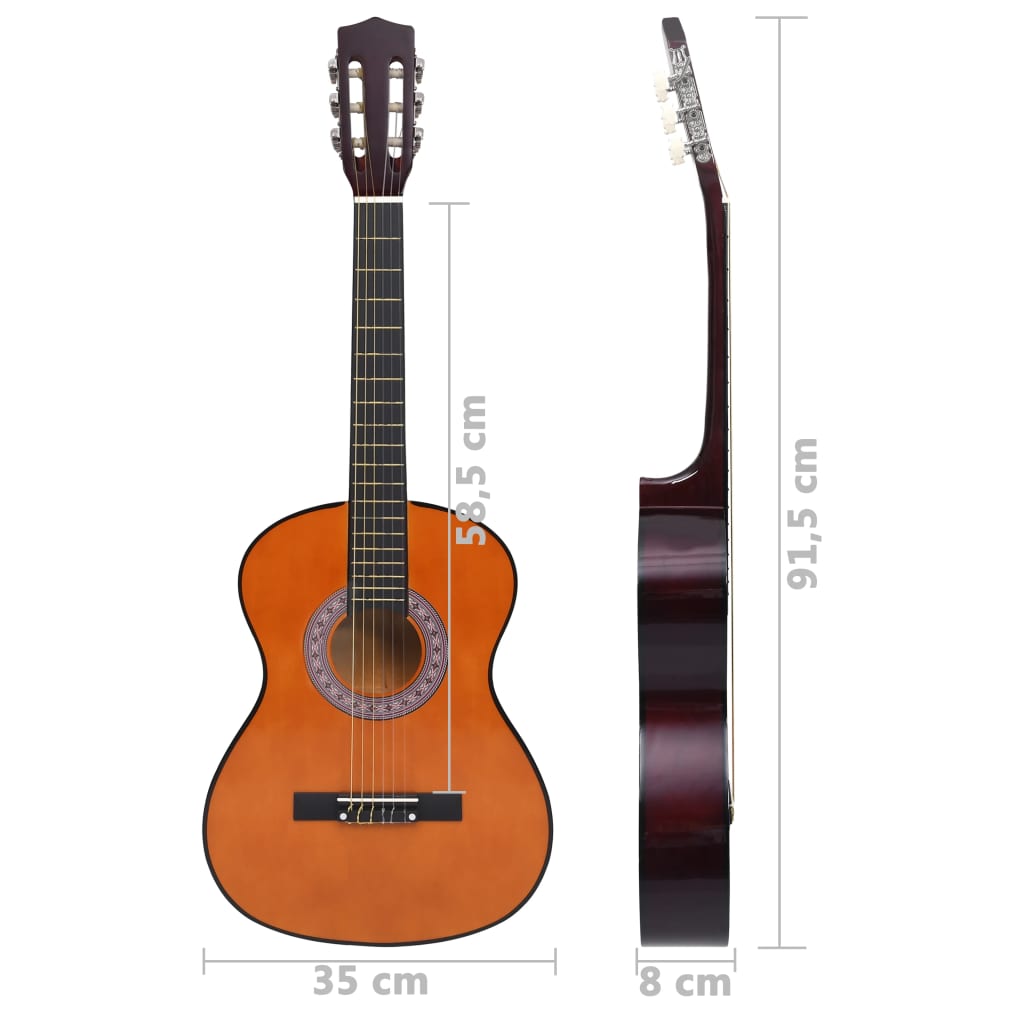 Set di chitarra classica da 8 pezzi per principianti, misura 3/4 (36")
