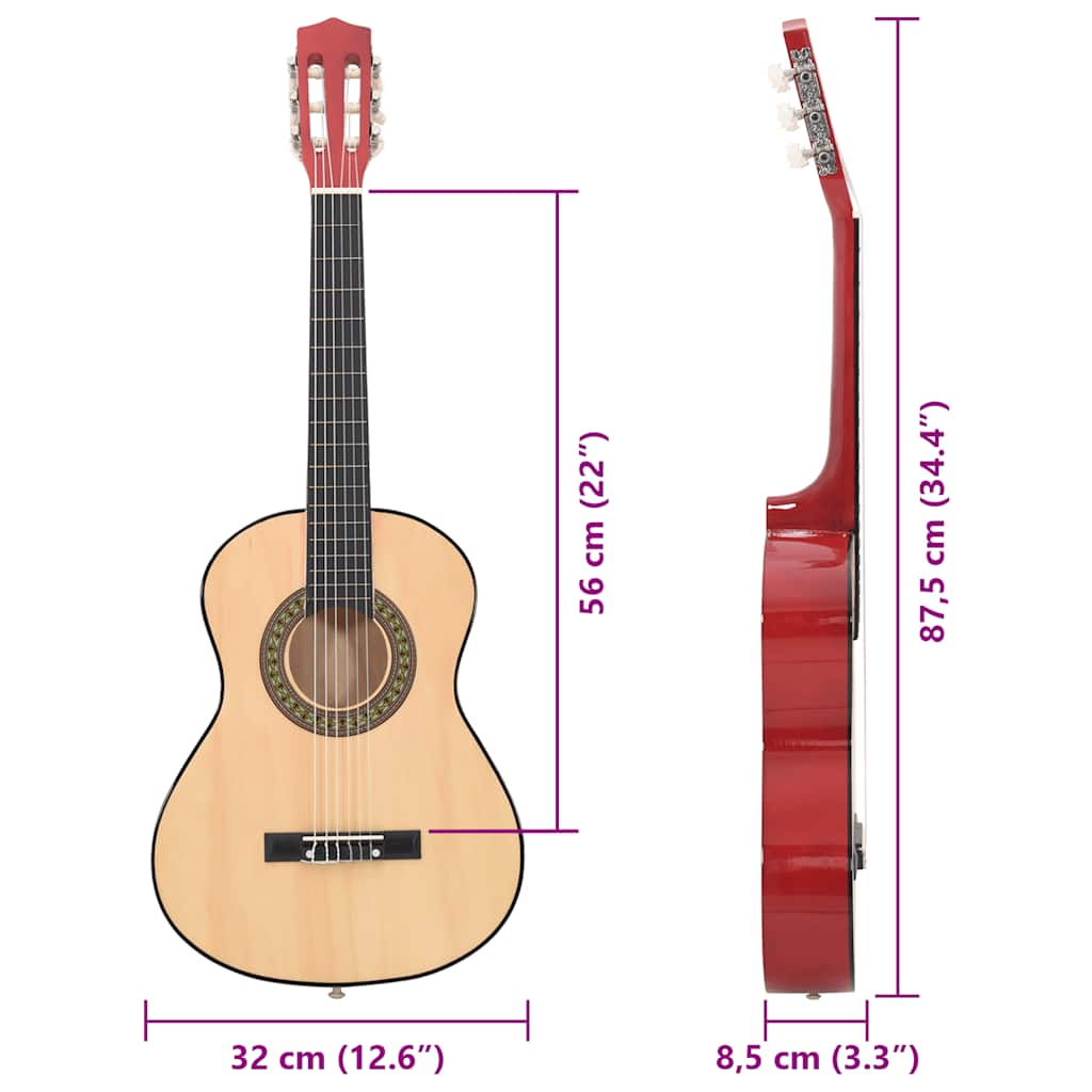 Klassische Gitarre für Anfänger und Kinder 1/2 34" Lindenholz