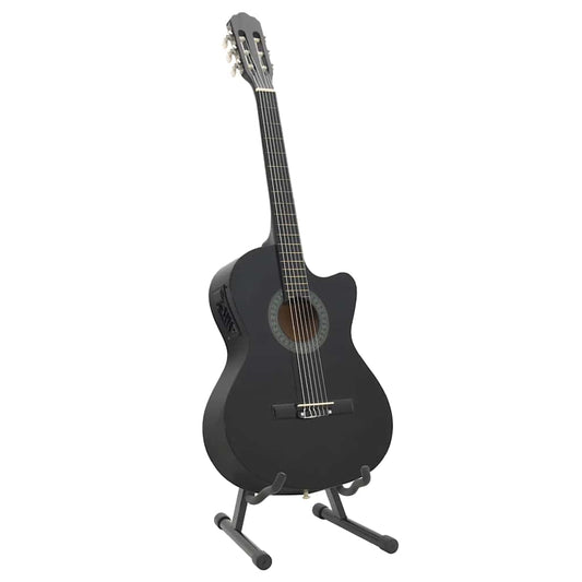 12-tlg. Western Gitarren-Set mit Equalizer und 6 Saiten Schwarz