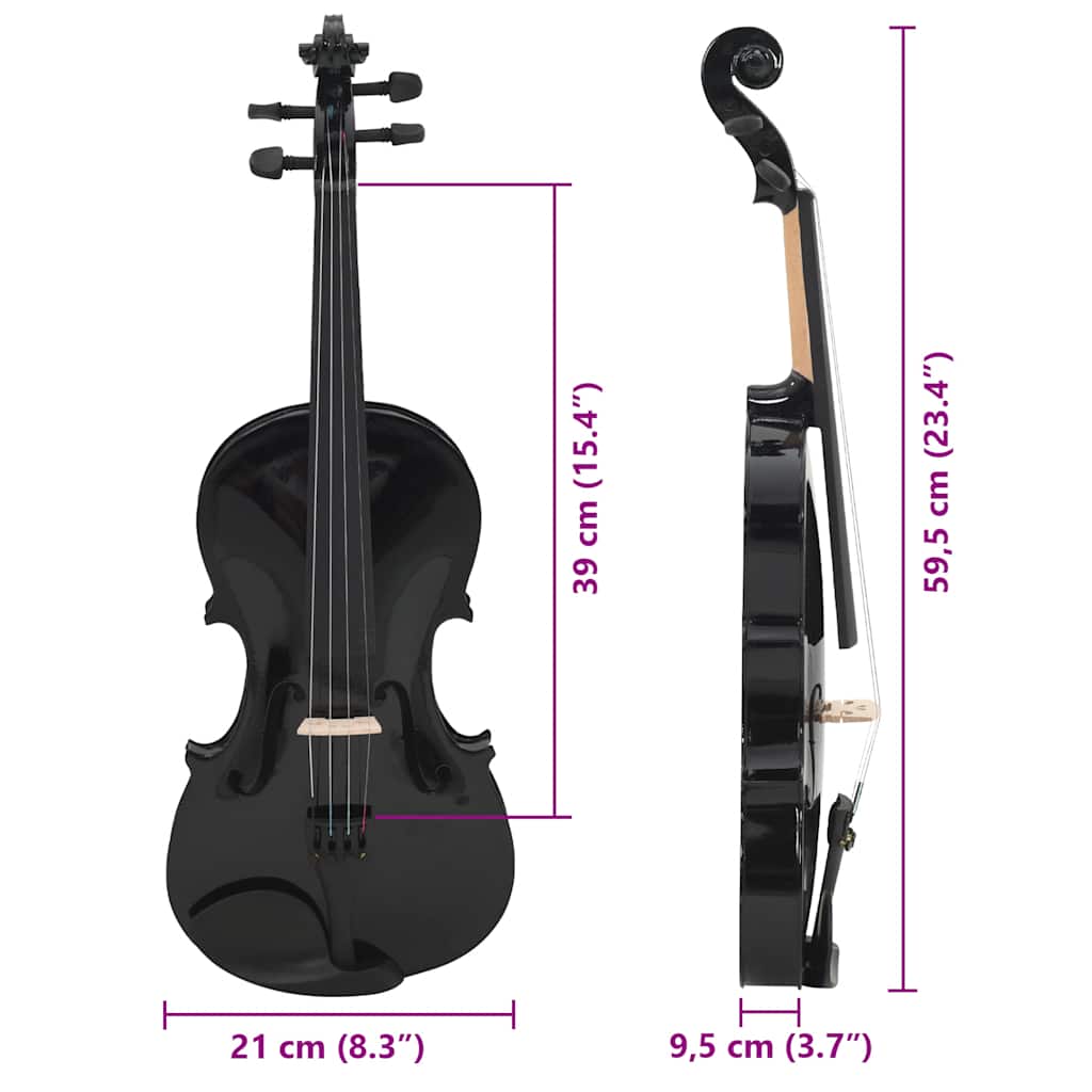Violine Komplettset mit Bogen und Kinnhalter Helles Holz 4/4