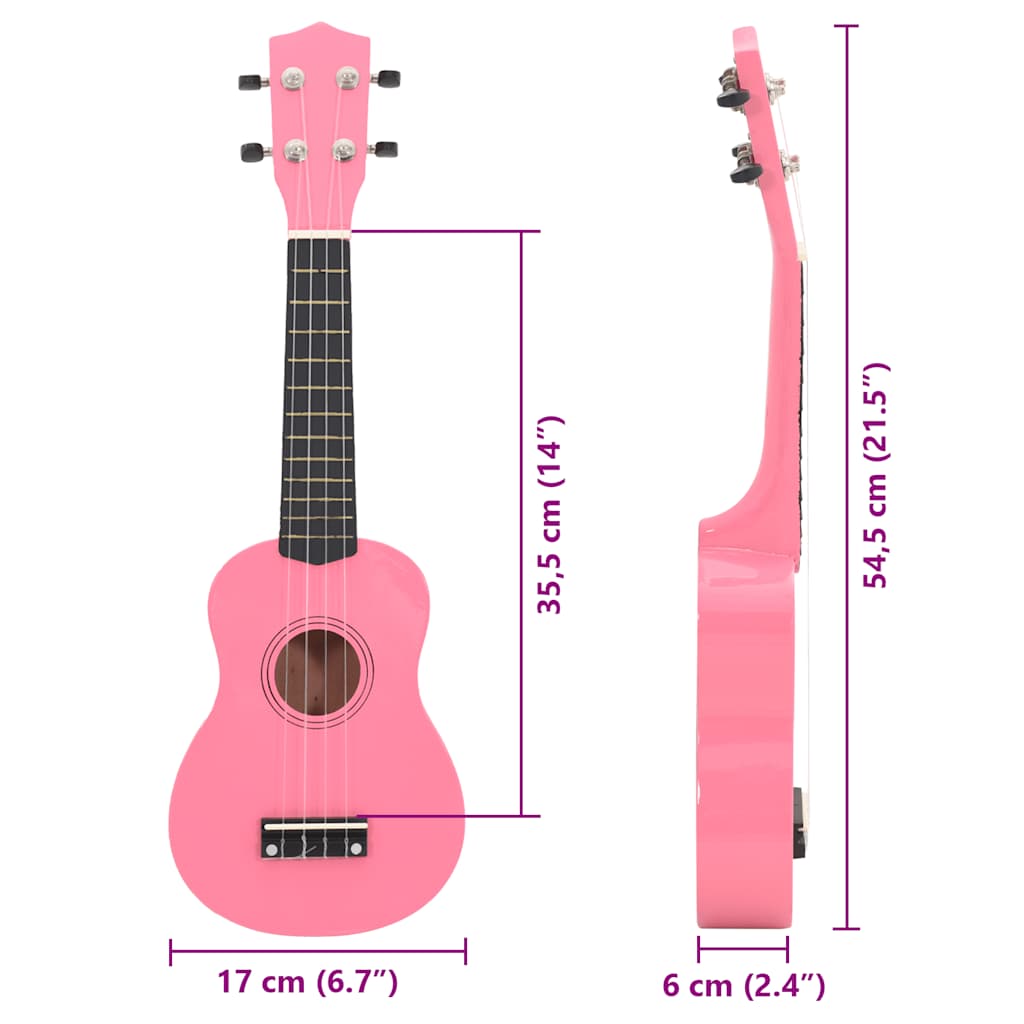 Sopran-Ukulele-Set mit Tasche für Kinder Rosa 21"