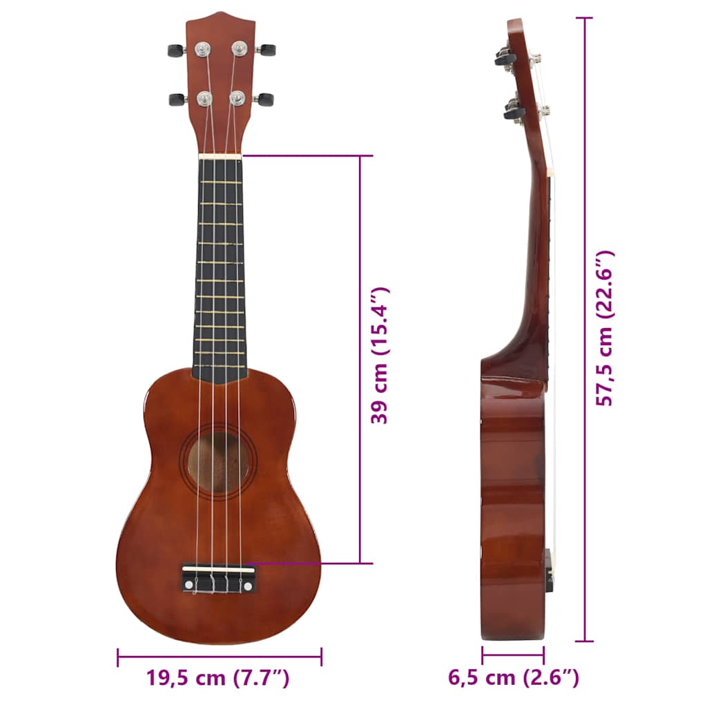 Sopran Ukulele Set für Kinder mit Tasche Dunkles Holz 23"