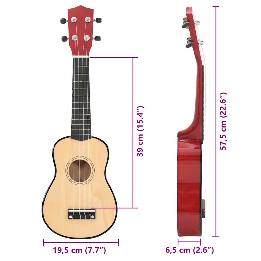 Sopran Ukulele Set für Kinder mit Tasche Helles Holz 23"