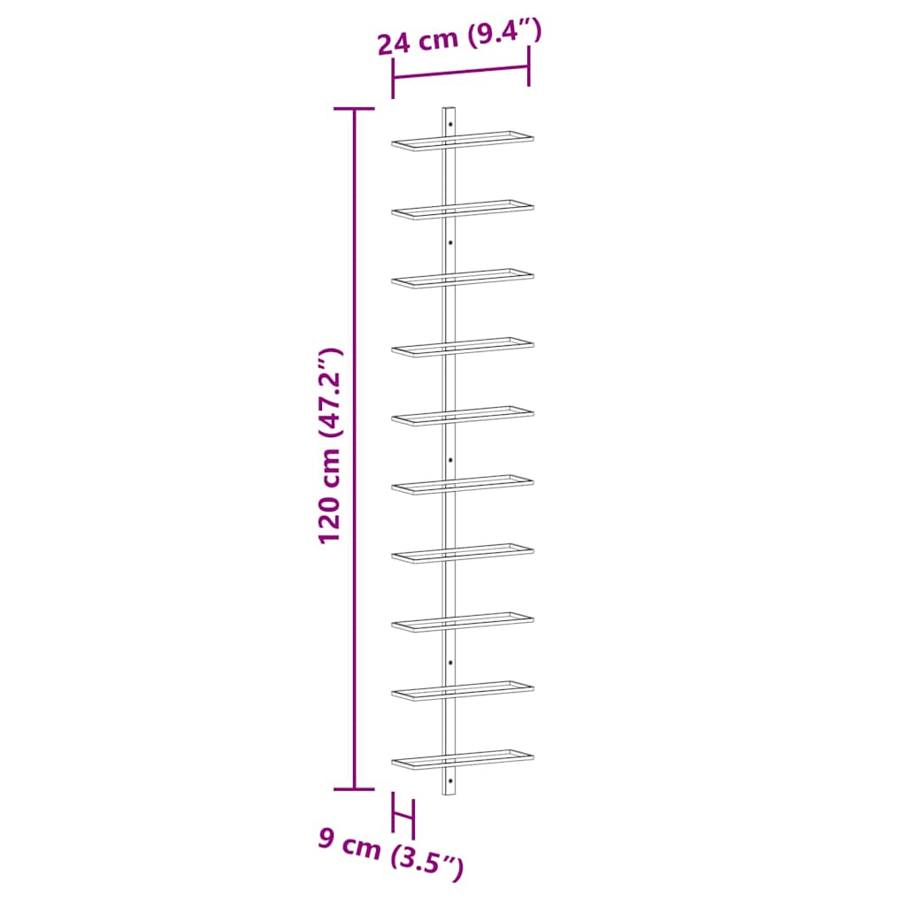 Wand-Weinregale für 20 Flaschen 2 Stk. Schwarz Metall