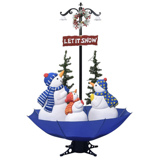 Albero di Natale con neve e base a ombrello, blu, 170 cm, PVC