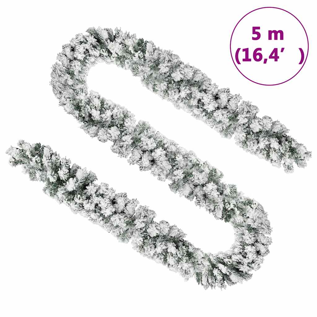 Ghirlanda natalizia con neve, verde, 5 m PVC