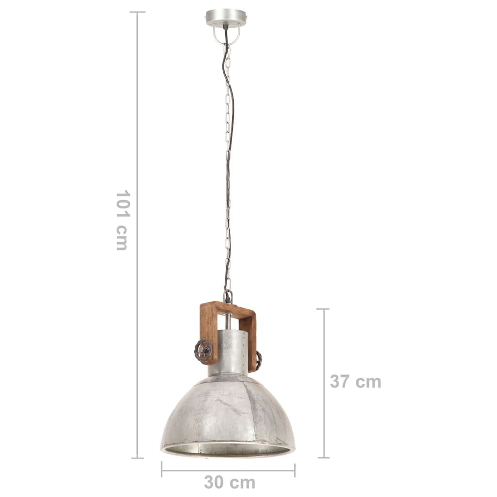 Lampada a sospensione in stile industriale, 25 W, argento, rotonda, 30 cm, E27