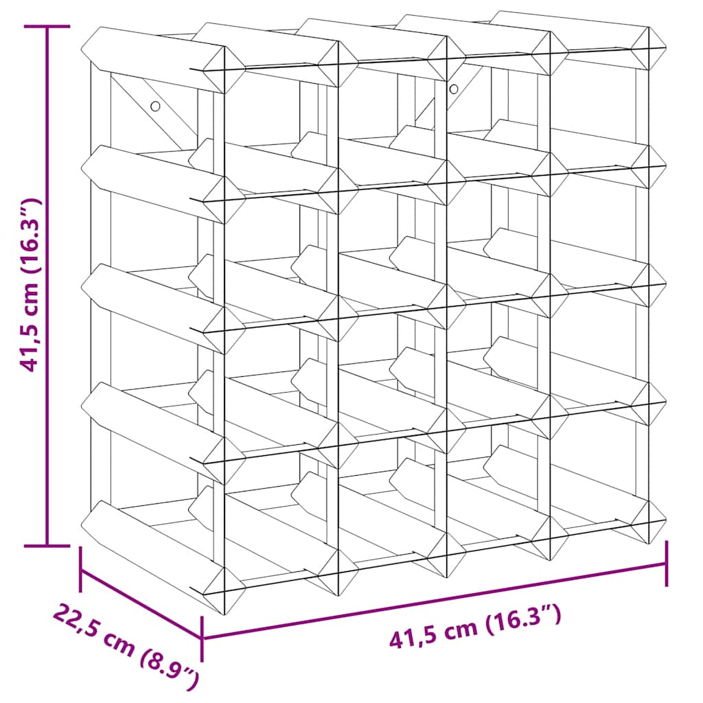 Weinregal für 20 Flaschen Schwarz Massivholz Kiefer