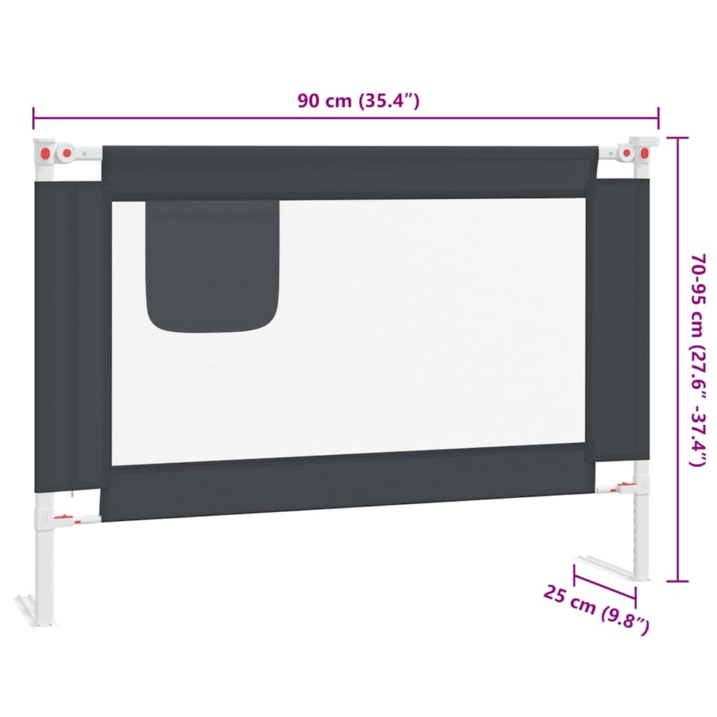 Kleinkind-Bettschutzgitter Dunkelgrau 90x25 cm Stoff