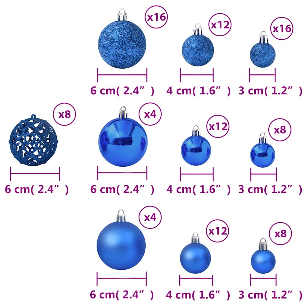 Set di palline di Natale da 100 pezzi, blu