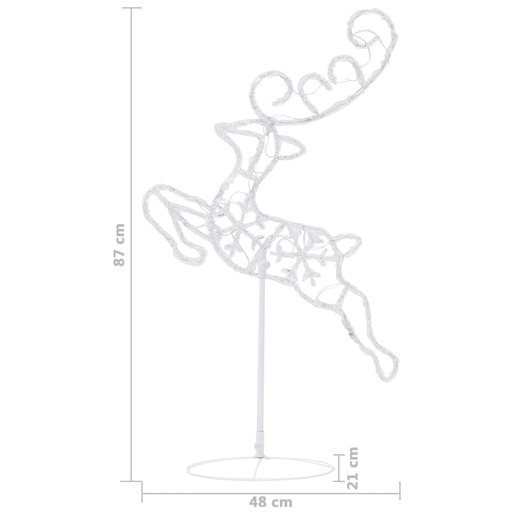 Decorazione natalizia LED renna e slitta in acrilico 260x21x87 cm blu