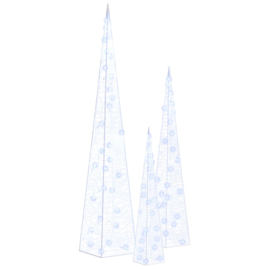 LED-Leuchtkegel-Set Acryl Deko Blau 30/45/60 cm
