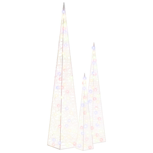 LED-Leuchtkegel-Set Acryl Deko Mehrfarbig 60/90/120cm