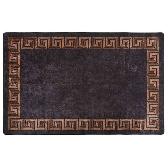 Teppich Waschbar 80x150 cm Schwarz und Golden Rutschfest