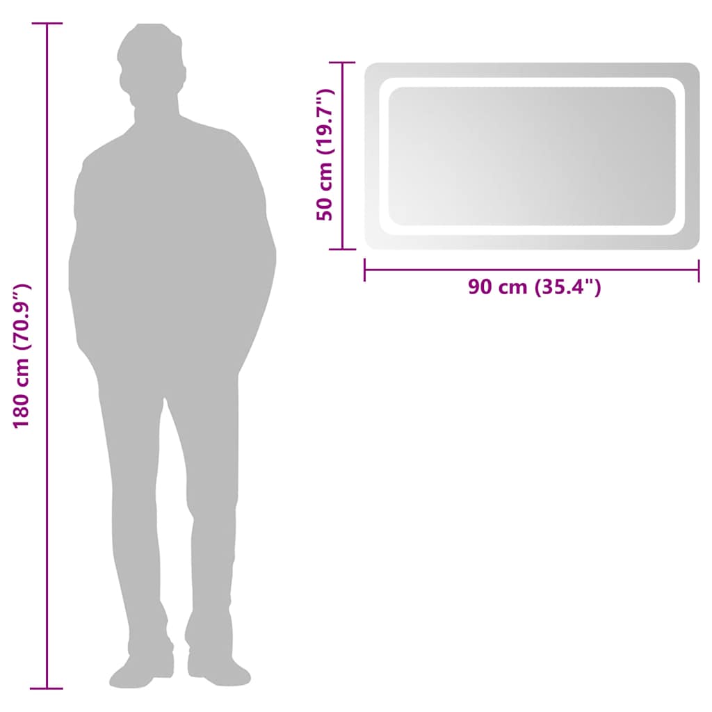 Specchio da bagno a LED 90x50 cm