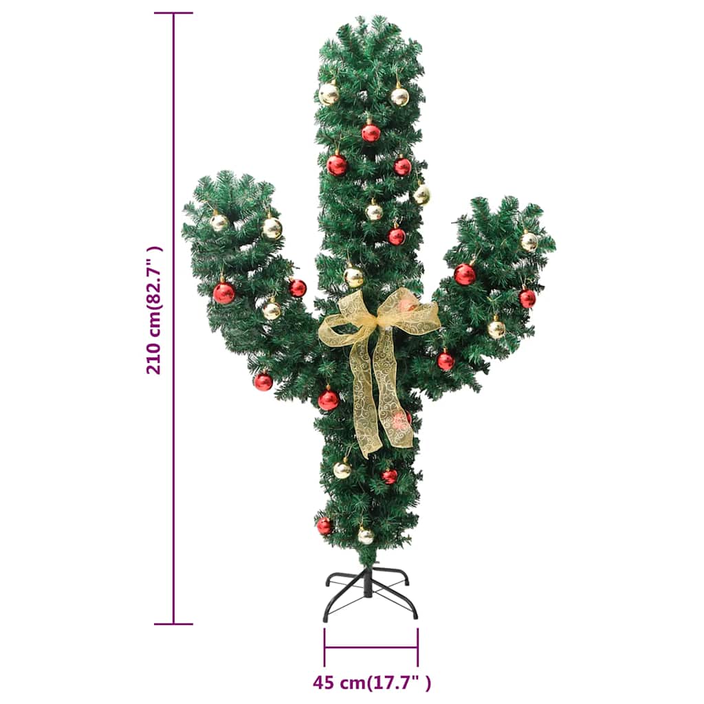 Cactus di Natale con supporto e LED, verde, 210 cm, PVC