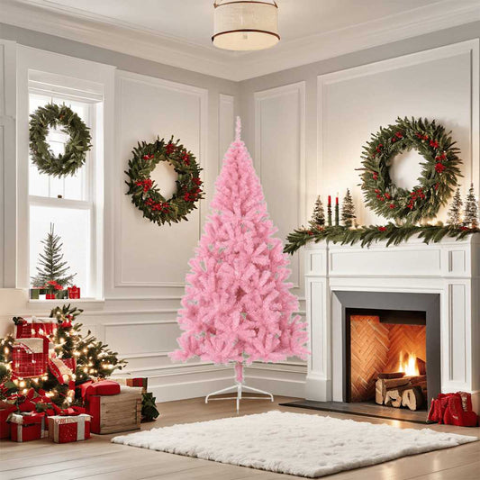 Künstlicher Halb-Weihnachtsbaum mit Ständer Rosa 180 cm PVC