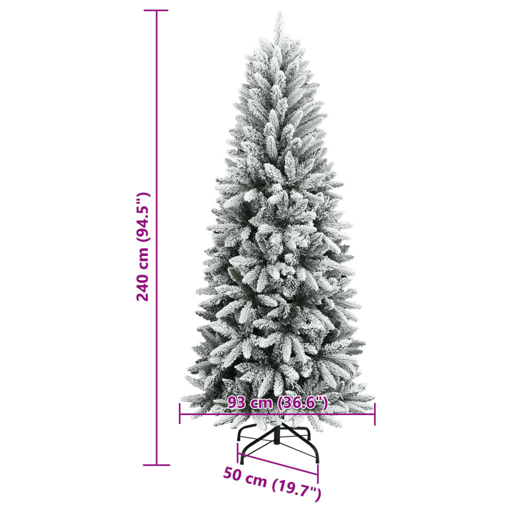 Albero di Natale artificiale, innevato, 240 cm, PVC e PE