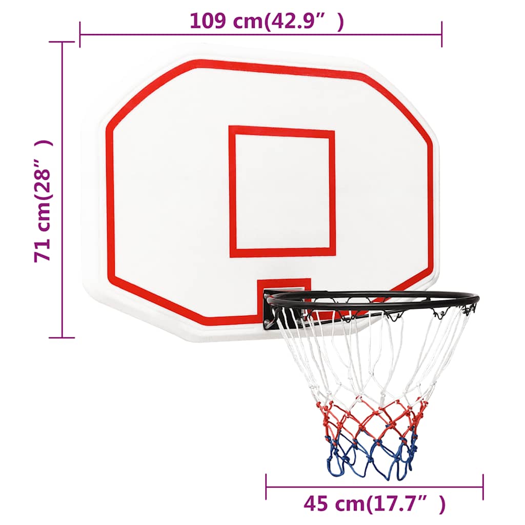 Basketballkorb Weiß 109x71x3 cm Polyethylen