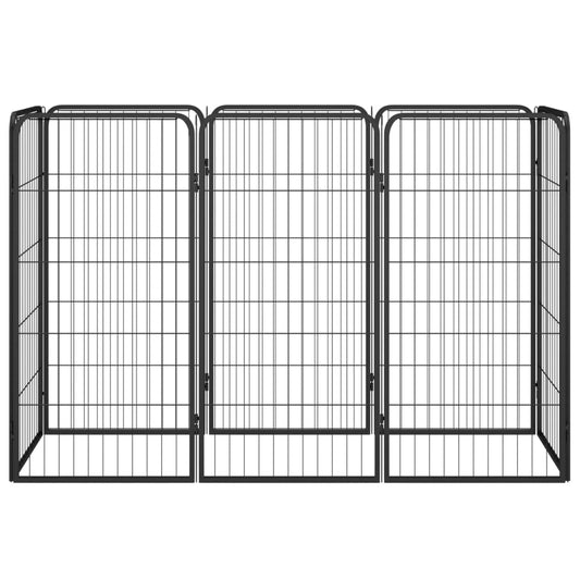8-tlg. Hundelaufstall Schwarz 50x100 cm Stahl Pulverbeschichtet