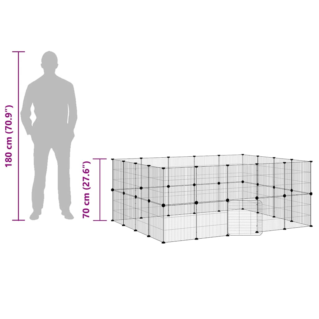 36-tlg. Haustierkäfig mit Tür Schwarz 35x35 cm Stahl