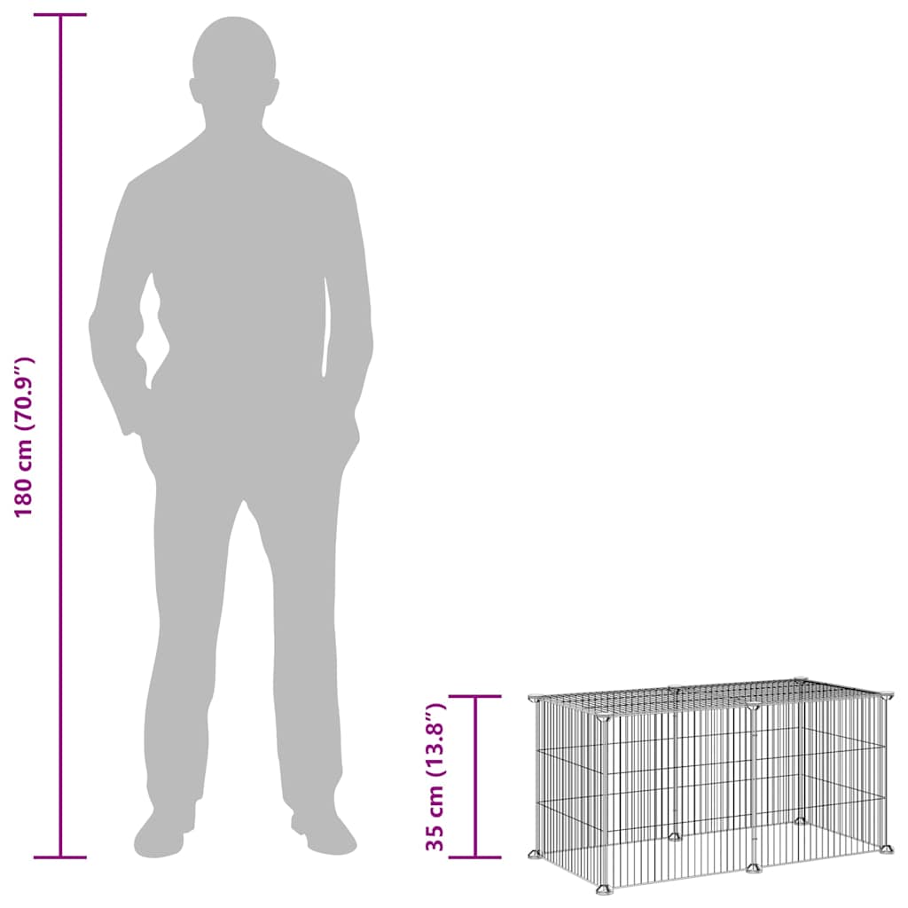 8-tlg. Haustierkäfig Schwarz 35x35 cm Stahl