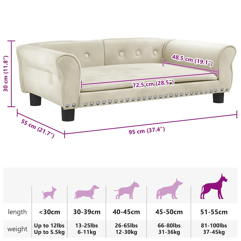 Hundebett Creme 95x55x30 cm Samt